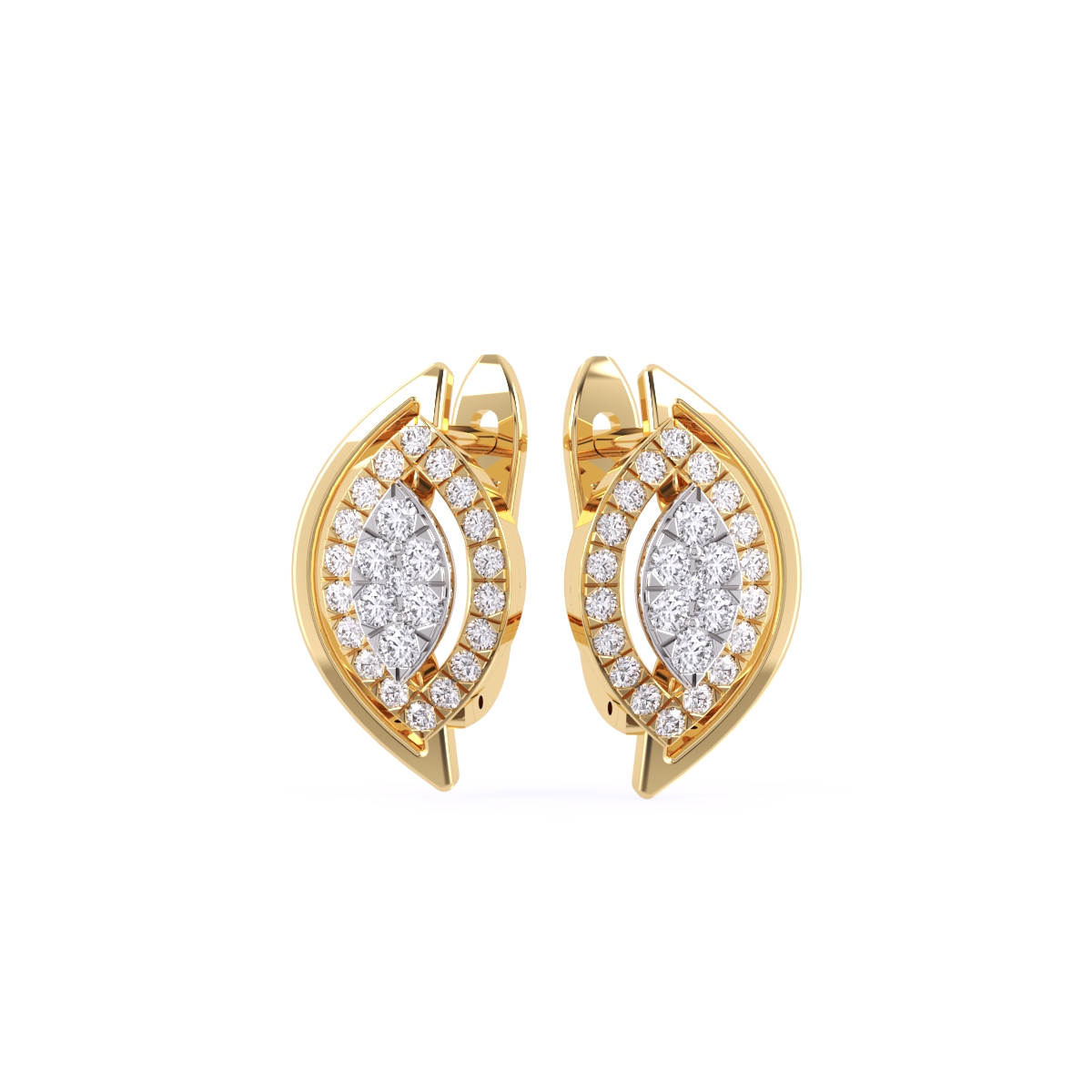 Trendy Leaf Style Cluster Hoop Earrings